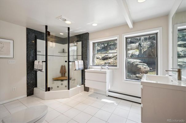 Bathroom, Glass Shower, Interior, Recessed Lighting