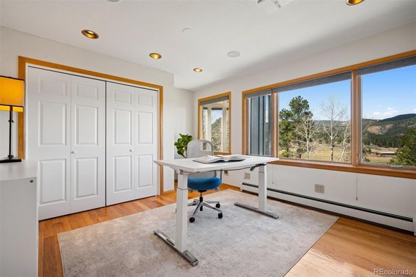 Home Office, Interior, Recessed Lighting, Wood Texture Flooring