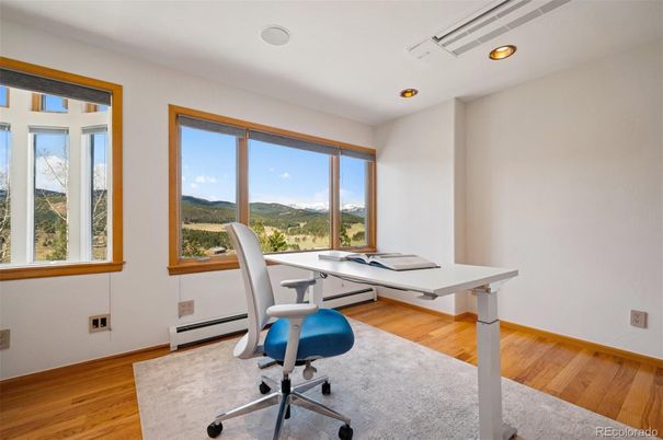 Home Office, Interior, Recessed Lighting, Wood Texture Flooring