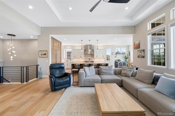 Interior, Kitchen, Living room, Pendant Lights, Recessed Lighting, Stainless Steel Appliances, Wood Texture Flooring
