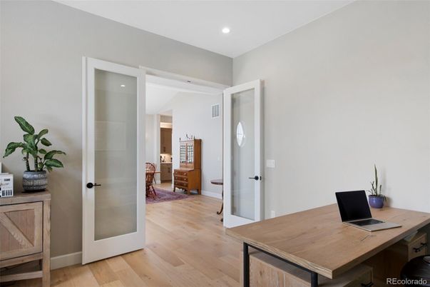 Home Office, Interior, Recessed Lighting, Wood Texture Flooring