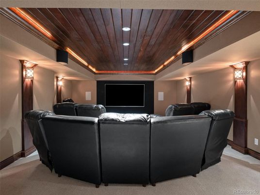 Home Theatre Room, Interior, Projection Screen, Recessed Lighting, Theatre Room, Wooden Ceilings
