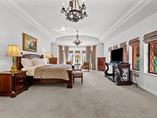 Bedroom, Chandelier, Interior