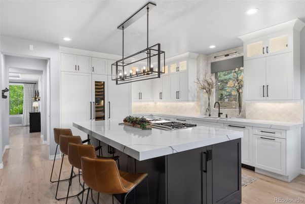 Interior, Kitchen, Pendant Lights, Recessed Lighting, Wood Texture Flooring