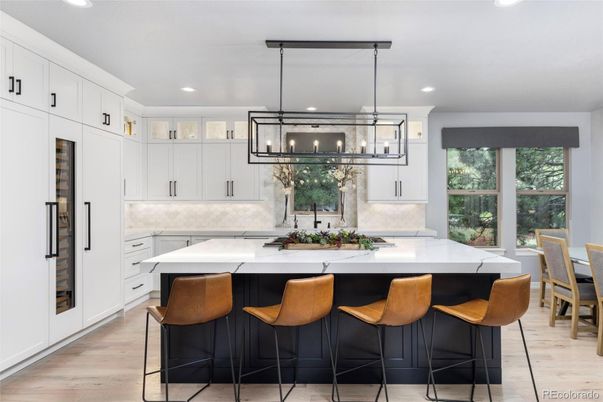 Interior, Kitchen, Pendant Lights, Recessed Lighting, Wood Texture Flooring