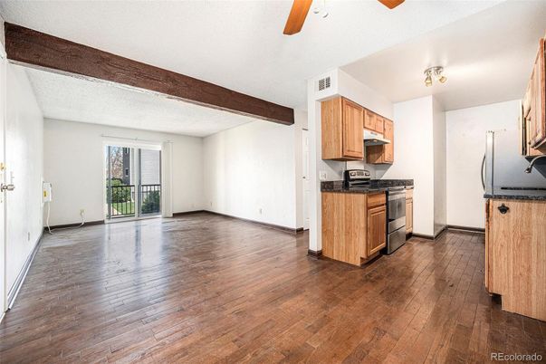 Empty room, Interior, Kitchen, Wooden Beams, Wood Texture Flooring