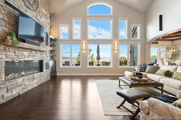 Fireplace, Interior, Living room, Stone Walls, Wood Texture Flooring