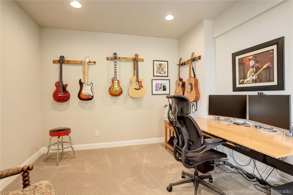 Home Office, Interior, Piano, Recessed Lighting