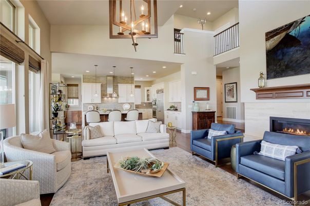 Fireplace, Interior, Kitchen, Living room, Pendant Lights, Recessed Lighting