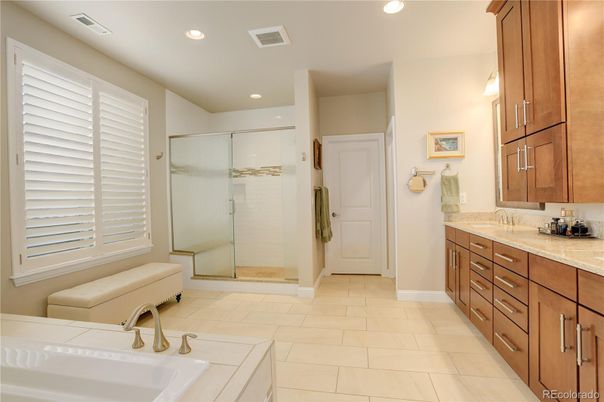 Bathroom, Dual Sink Vanities, Glass Shower, Interior, Recessed Lighting