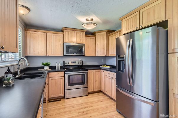 Interior, Kitchen, Stainless Steel Appliances, Wood Texture Flooring