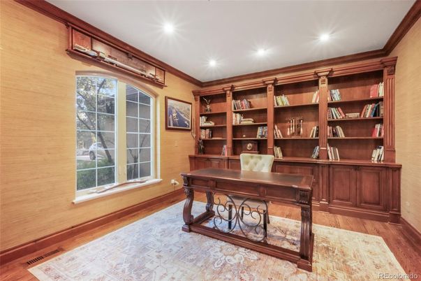 Home Office, Interior, Recessed Lighting, Wood Texture Flooring