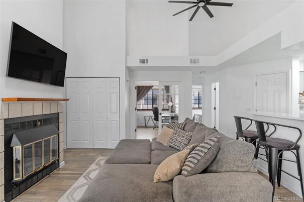 Fireplace, Interior, Living room, Wood Texture Flooring