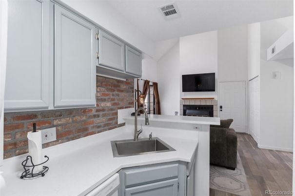 Interior, Kitchen, Stone Walls, Wood Texture Flooring