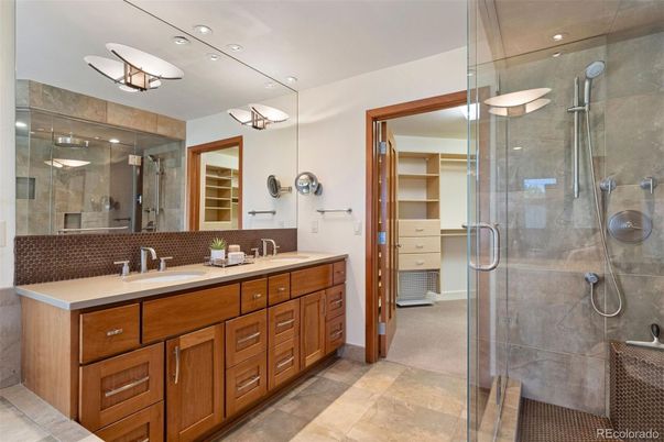 Bathroom, Dual Sink Vanities, Glass Shower, Interior, Recessed Lighting