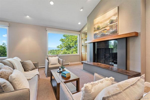 Fireplace, Interior, Living room, Recessed Lighting