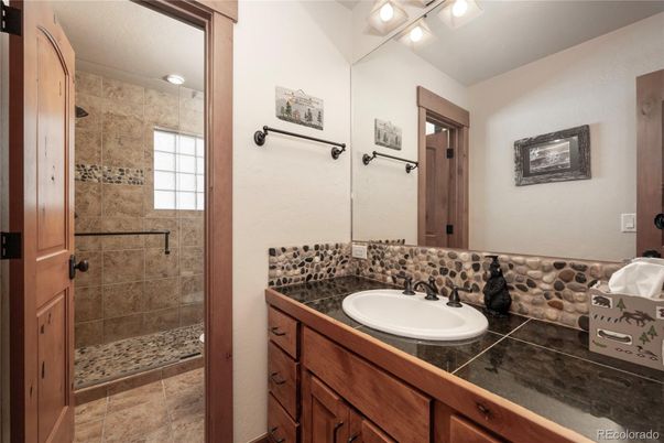 Bathroom, Glass Shower, Interior, Tile Countertops