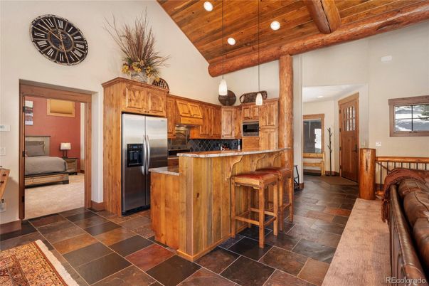 Interior, Kitchen, Recessed Lighting, Stainless Steel Appliances, Wooden Beams, Wooden Ceilings