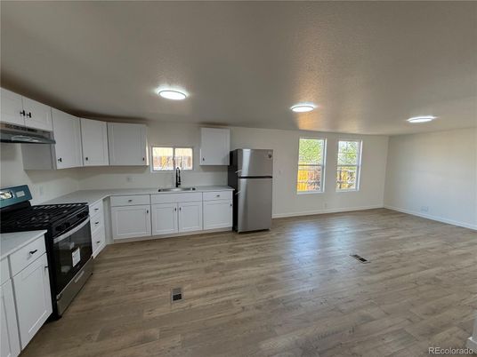 Interior, Kitchen, Recessed Lighting, Wood Texture Flooring