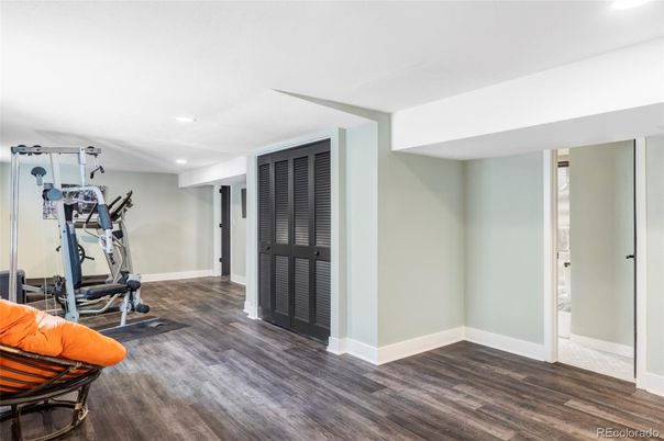 Fitness Equipment, Interior, Recessed Lighting, Wood Texture Flooring