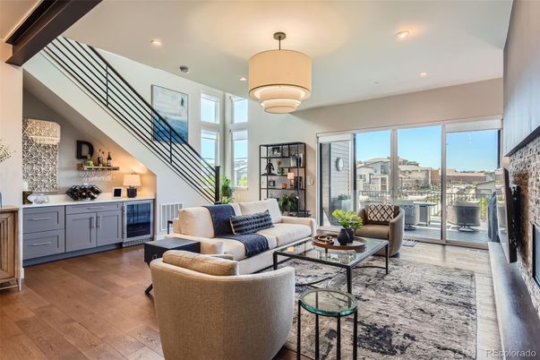 Chandelier, Fireplace, Interior, Living room, Recessed Lighting, Wood Texture Flooring