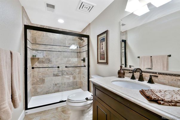 Bathroom, Glass Shower, Interior, Recessed Lighting