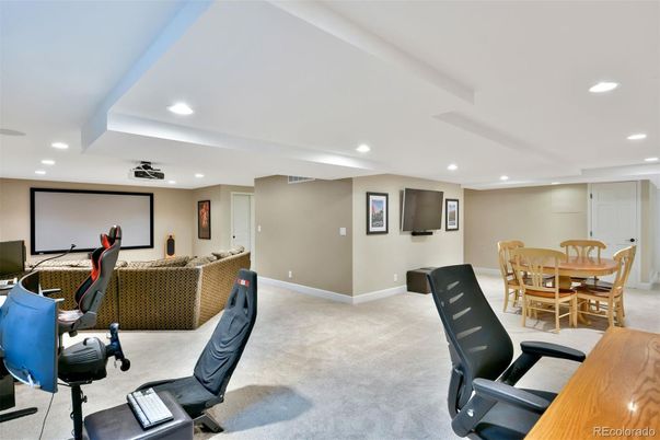 Dining room, Interior, Projection Screen, Recessed Lighting, Theatre Room