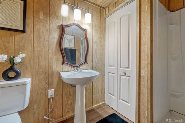 Bathroom, Interior, Wood Texture Flooring, Wooden Walls