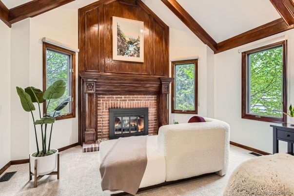 Bedroom, Fireplace, Interior, Wooden Walls