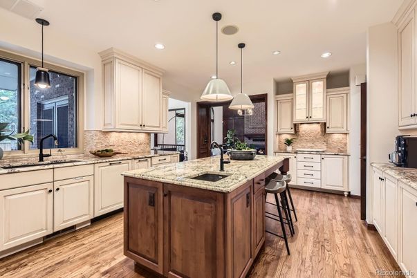 Interior, Kitchen, Pendant Lights, Recessed Lighting, Wood Texture Flooring
