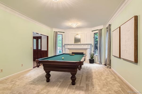 Billiard Table, Fireplace, Game Room, Interior