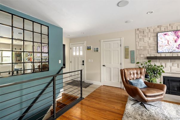 Fireplace, Interior, Recessed Lighting, Wood Texture Flooring