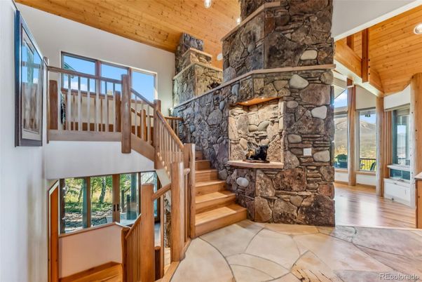 Fireplace, Interior, Stone Walls, Wooden Ceilings, Wood Texture Flooring