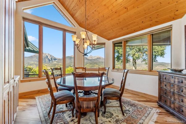 Chandelier, Dining room, Interior, Wooden Ceilings, Wood Texture Flooring