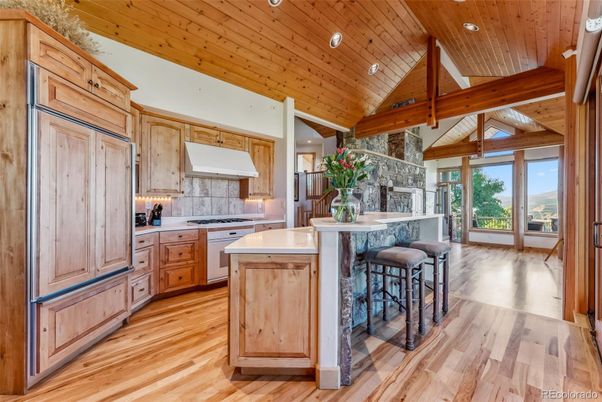 Interior, Kitchen, Recessed Lighting, Wooden Beams, Wooden Ceilings, Wood Texture Flooring