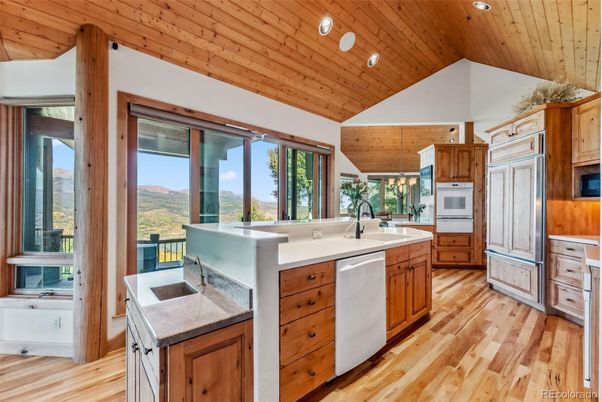 Interior, Kitchen, Recessed Lighting, Wooden Ceilings, Wood Texture Flooring