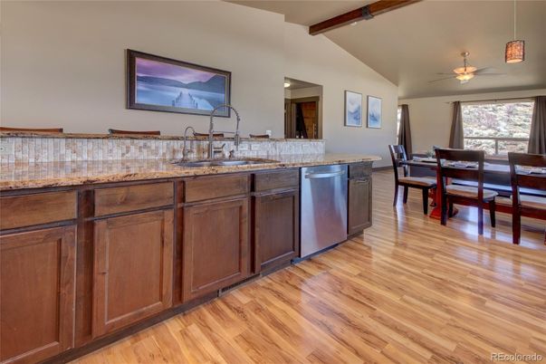 Dining room, Interior, Kitchen, Wooden Beams, Wood Texture Flooring
