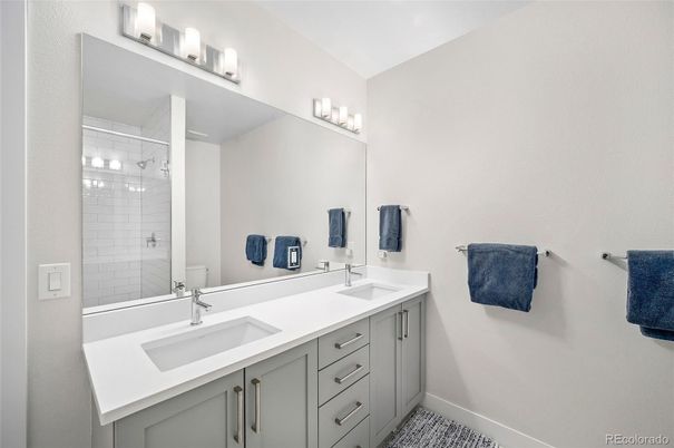 Bathroom, Dual Sink Vanities, Glass Shower, Interior