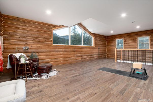 Interior, Recessed Lighting, Wood Texture Flooring, Wooden Walls