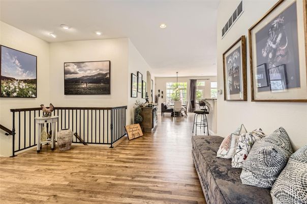 Dining room, Interior, Pendant Lights, Recessed Lighting, Wood Texture Flooring