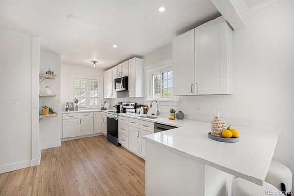 Interior, Kitchen, Recessed Lighting, Wood Texture Flooring