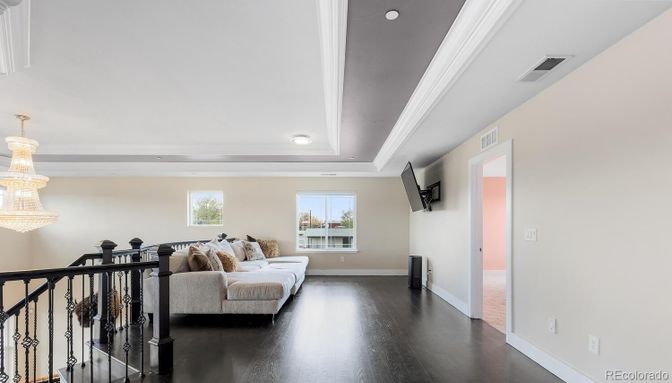 Chandelier, Interior, Recessed Lighting, Wood Texture Flooring