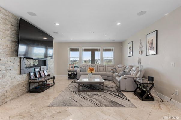 Interior, Living room, Recessed Lighting, Stone Walls