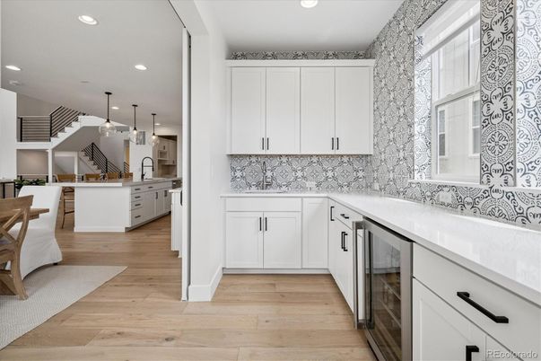 Interior, Kitchen, Pendant Lights, Recessed Lighting, Wood Texture Flooring