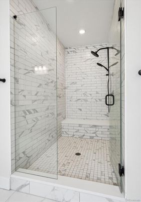 Bathroom, Glass Shower, Interior, Marble, Marble Walls, Recessed Lighting