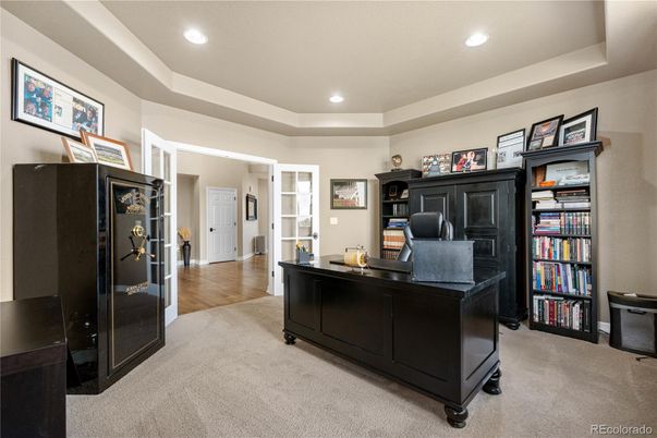 Home Office, Interior, Recessed Lighting, Wood Texture Flooring