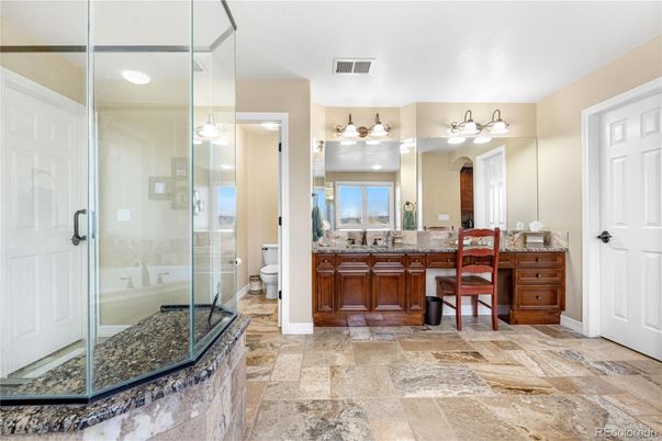 Bathroom, Dual Sink Vanities, Glass Shower, Interior
