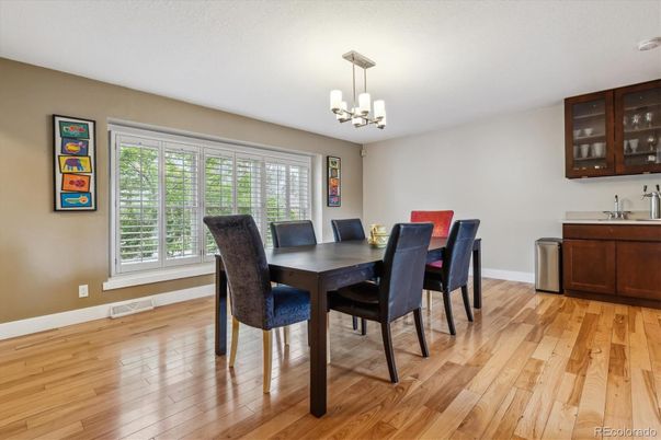 Chandelier, Dining room, Interior, Wood Texture Flooring