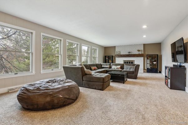 Interior, Living room, Recessed Lighting, Stone Walls