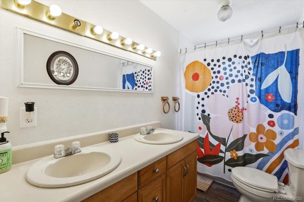 Bathroom, Dual Sink Vanities, Interior, Wood Texture Flooring
